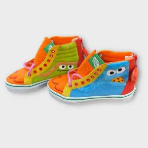 Vans x Sesame Street Unisex Kids SK8-Hi Zip Shoes Sz 2 – Elmo Collab Sneakers