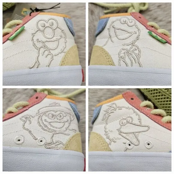 VANS x Sesame Street The Lizzie Embroidered Characters Kids Sneakers NEW