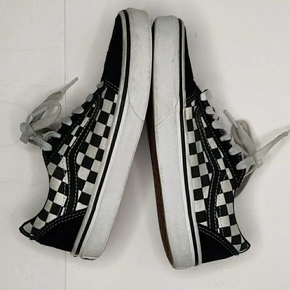 Vans Off The Wal Youth Black and White Checkered Old Skool Skate Lace Up Shoes