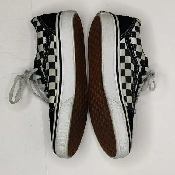 Vans Off The Wal Youth Black and White Checkered Old Skool Skate Lace Up Shoes