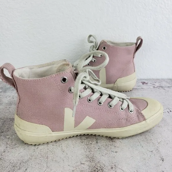 Veja Nova High Top Canvas Sneakers Trainers Pink size 38 US 7