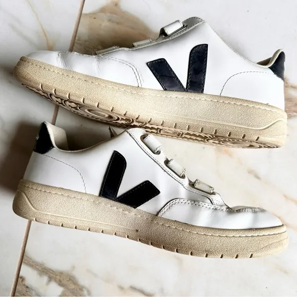 Veja White and Black Retro-Inspired Sneakers