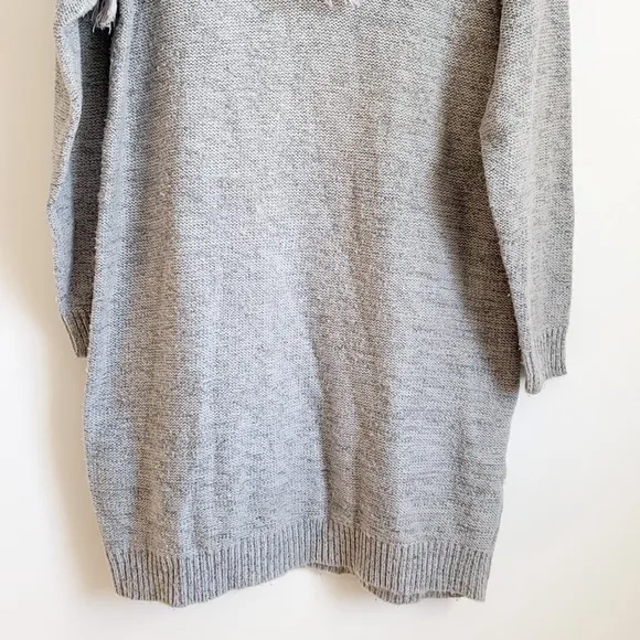 Vero Moda Gray Boho Fringe Boatneck Sweater Dress Large