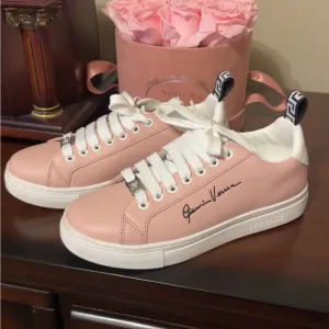 Versace Pink and White Sneakers with Classic Silhouette