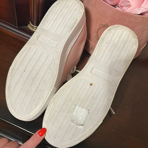 Versace Pink and White Sneakers with Classic Silhouette