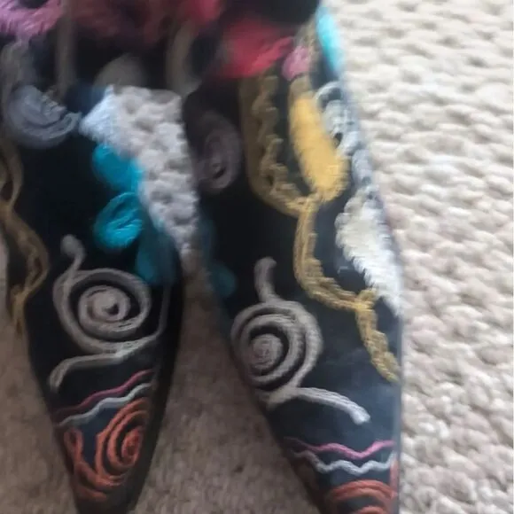 VERY RARE Julie miles embroidered colorful boho boots made in‎ Turkey size 37