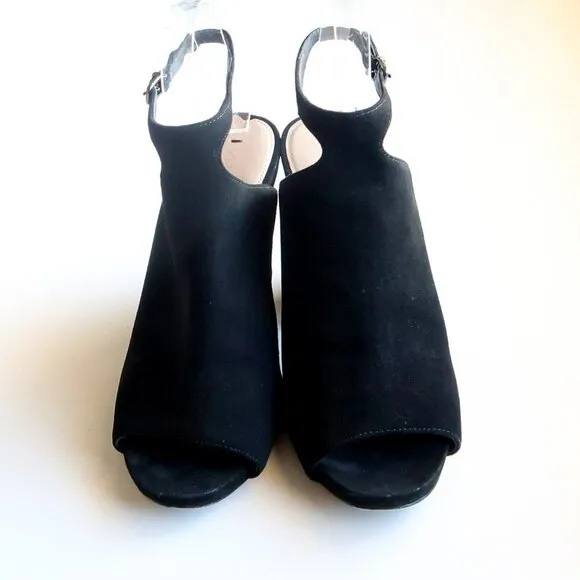 Via Spiga Black Suede Leather Ankle Strap Block Heel Sandals / Shoes Size 8