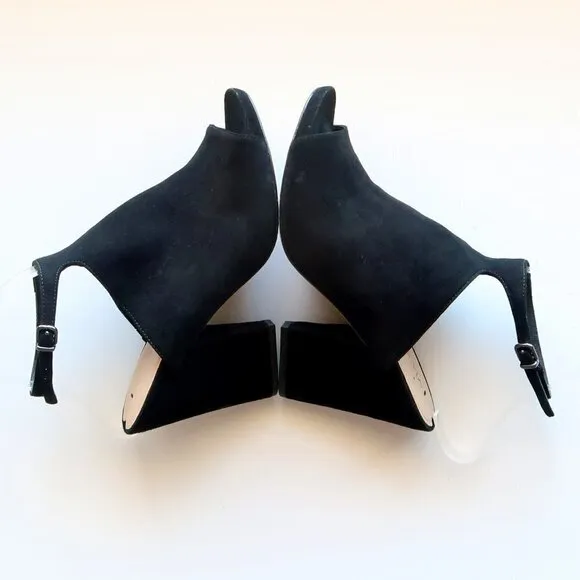 Via Spiga Black Suede Leather Ankle Strap Block Heel Sandals / Shoes Size 8