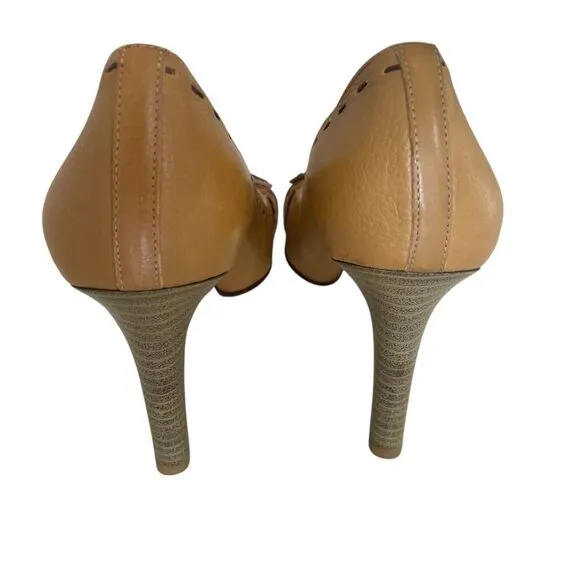 Via Spiga Tan Leather High Heel Shoes Pumps Women’s Sz 9 M Italian Made in Italy
