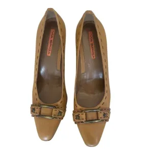 Via Spiga Tan Leather High Heel Shoes Pumps Women’s Sz 9 M Italian Made in Italy