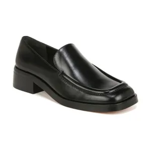 Vince Black Doris Glossed-Leather Block Heel Loafer Size 8.5 Minimalist Office