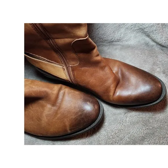 Vince Camuto Bedina 2 Tone Tall Riding Boots 7M 100 % Leather Western Boho