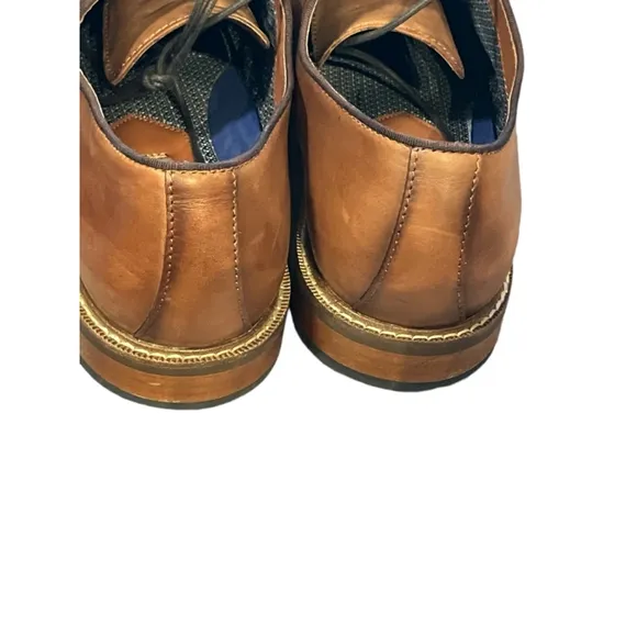 Vince Camuto Lawson Oxfords Cognac Brown Leather Dress Shoes Size 13