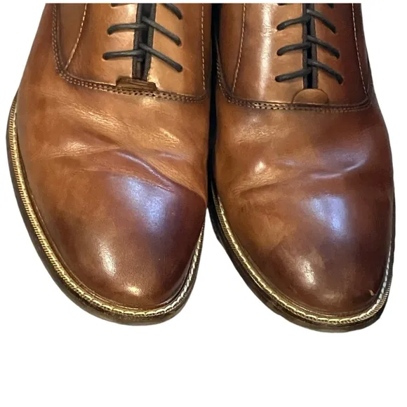 Vince Camuto Lawson Oxfords Cognac Brown Leather Dress Shoes Size 13