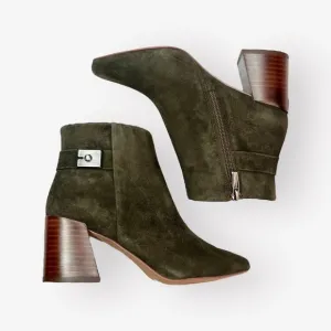 Vince Camuto Lux Kid Suede Booties NEW sz 5 Dark Greenery Laiklen Leather Shoes