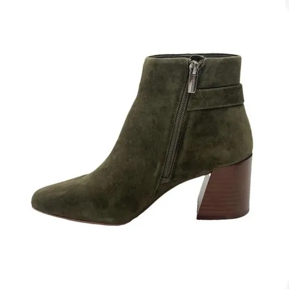 Vince Camuto Lux Kid Suede Booties NEW sz 5 Dark Greenery Laiklen Leather Shoes