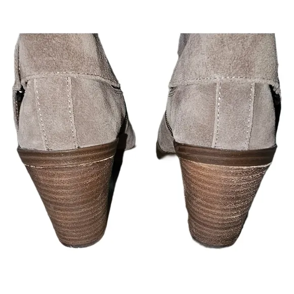 Vince Camuto suede moto boho western grey brown ankle boots cuban heel size 8.5