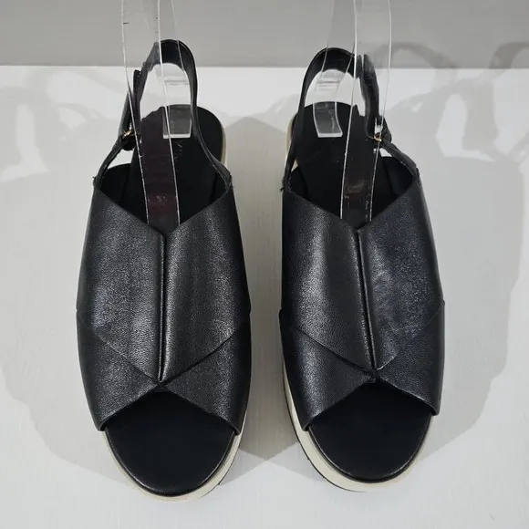 Vince Jenaya Platform Sandal Chunky Slingback Black Leather Cream Size 8