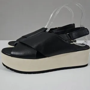 Vince Jenaya Platform Sandal Chunky Slingback Black Leather Cream Size 8