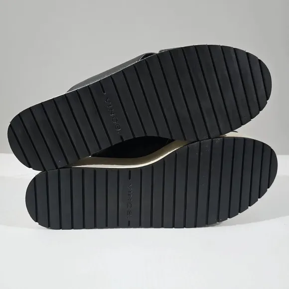 Vince Jenaya Platform Sandal Chunky Slingback Black Leather Cream Size 8