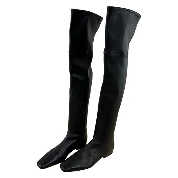 Vince NWOB Nissa 2 Over the Knee Boots Black Size 5M 100% Leather Square Toe