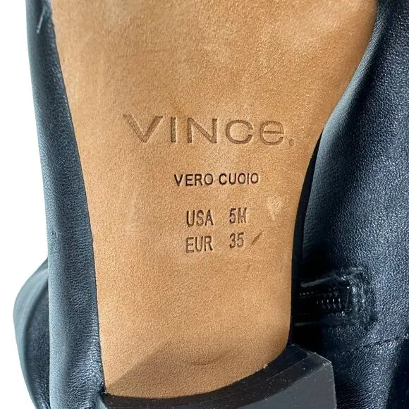 Vince NWOB Nissa 2 Over the Knee Boots Black Size 5M 100% Leather Square Toe