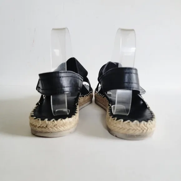 Vince Womens Size 9  39 Tenison Black Leather Suede Strappy Espadrille Sandals