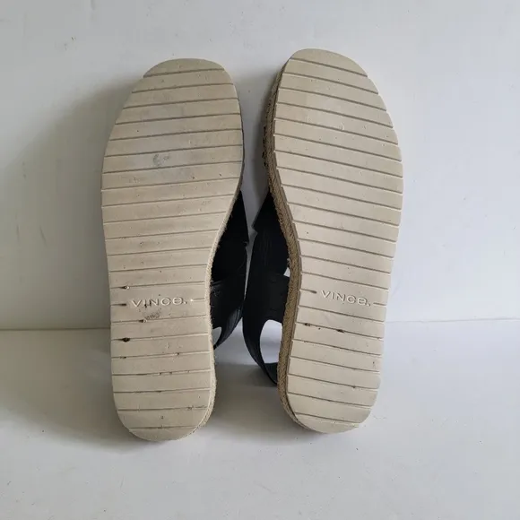 Vince Womens Size 9  39 Tenison Black Leather Suede Strappy Espadrille Sandals