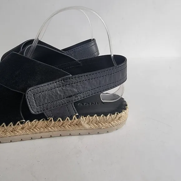 Vince Womens Size 9  39 Tenison Black Leather Suede Strappy Espadrille Sandals