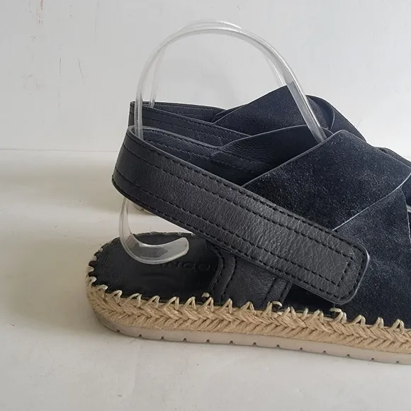 Vince Womens Size 9  39 Tenison Black Leather Suede Strappy Espadrille Sandals