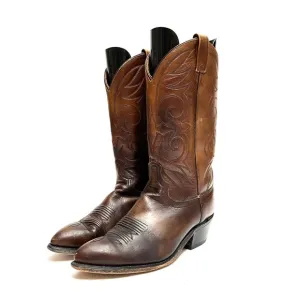 Vintage 1970s men’s brown marbled leather western style cowboy boots