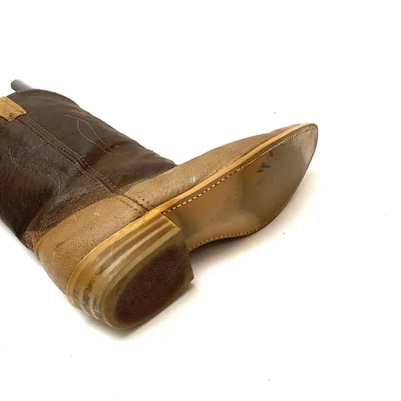 Vintage 1970s two tone brown leather cowboy boots