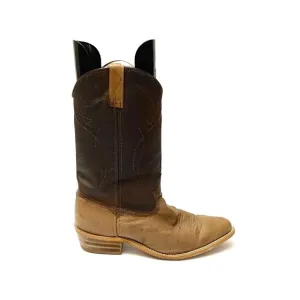 Vintage 1970s two tone brown leather cowboy boots