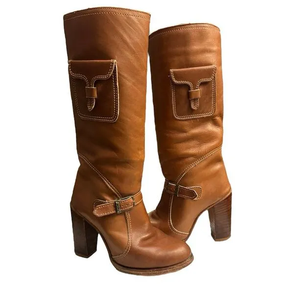 Vintage 1970s Zodiac Amazing Side Pocket Campus Brown Boots Size 5