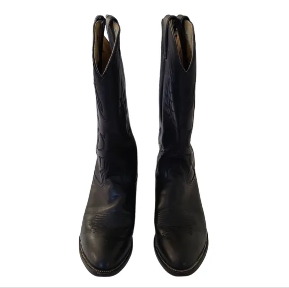 Vintage 1980s Black Tony Lama Cowboy Western Excellent Shape Mens Size 9EE
