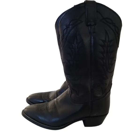 Vintage 1980s Black Tony Lama Cowboy Western Excellent Shape Mens Size 9EE