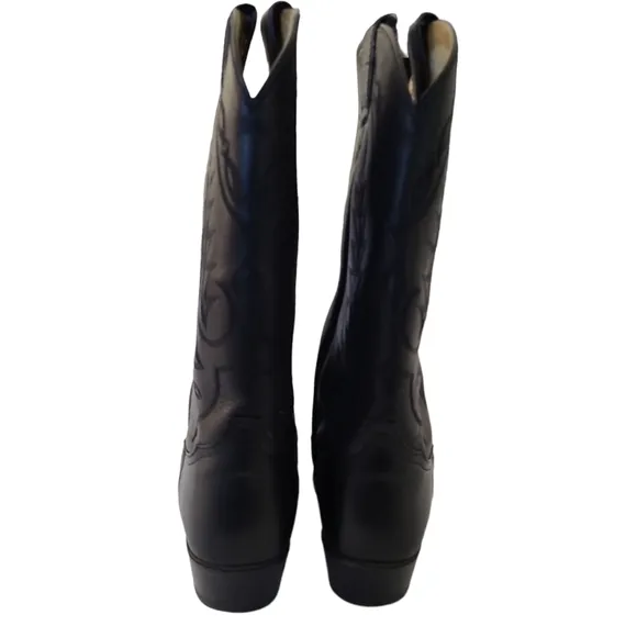 Vintage 1980s Black Tony Lama Cowboy Western Excellent Shape Mens Size 9EE