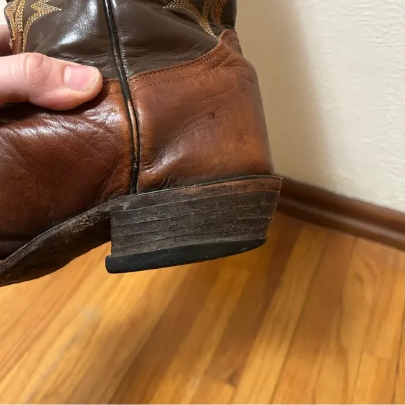 Vintage 1980s Tony Lama Brown Leather Cowboy Boots