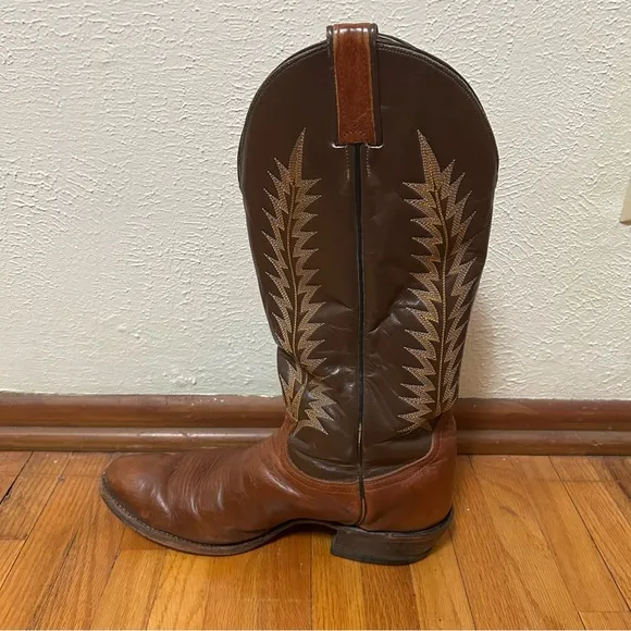 Vintage 1980s Tony Lama Brown Leather Cowboy Boots