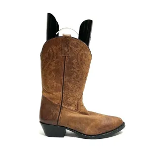 Vintage 1990s men’s brown leather western style pull on cowboy boots