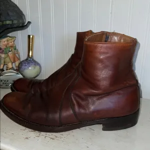 Vintage 60s Men's Brown Leather Ankle Boots size 10.5