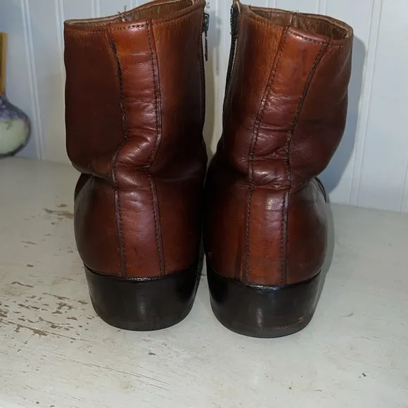 Vintage 60s Men's Brown Leather Ankle Boots size 10.5