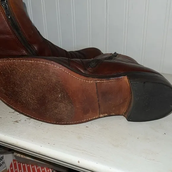 Vintage 60s Men's Brown Leather Ankle Boots size 10.5