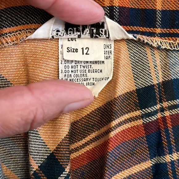 Vintage 70s Beverly Paige Pleated Circle Plaid Maxi, Made in USA- Orange &amp; Green