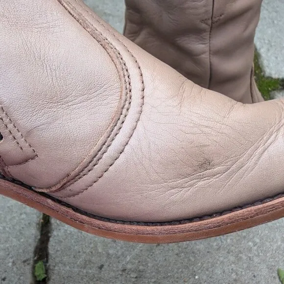 Vintage 70's dexter woman's tan leather heeled cowboy boots sz 9
