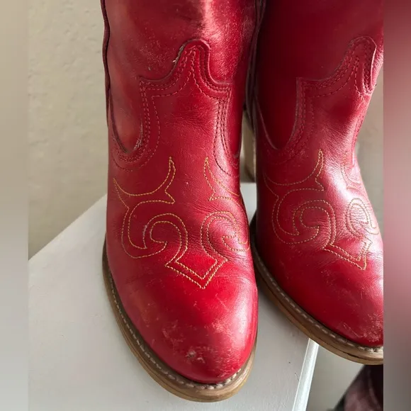 Vintage 70’s Dingo Boots, Cherry Red Vintage Cowgirl, Nashville, Western 6.5