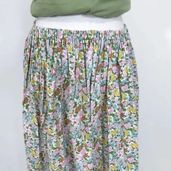 Vintage 70s Floral Full Skirt Sz M
