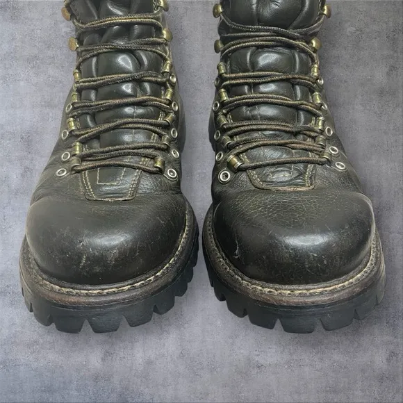 Vintage 70s Herman Survivor  Dark Green Combat Boots Mens 8 Military Grunge Work