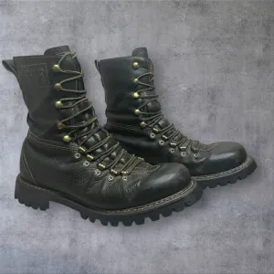Vintage 70s Herman Survivor  Dark Green Combat Boots Mens 8 Military Grunge Work