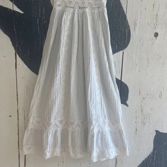 VINTAGE 70’S MEXICAN WEDDING DRESS in White Cotton SZ: XS/S